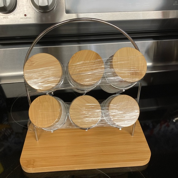 Servappetit 6 piece porcelain Bamboo Spice Rack - Picture 2 of 4